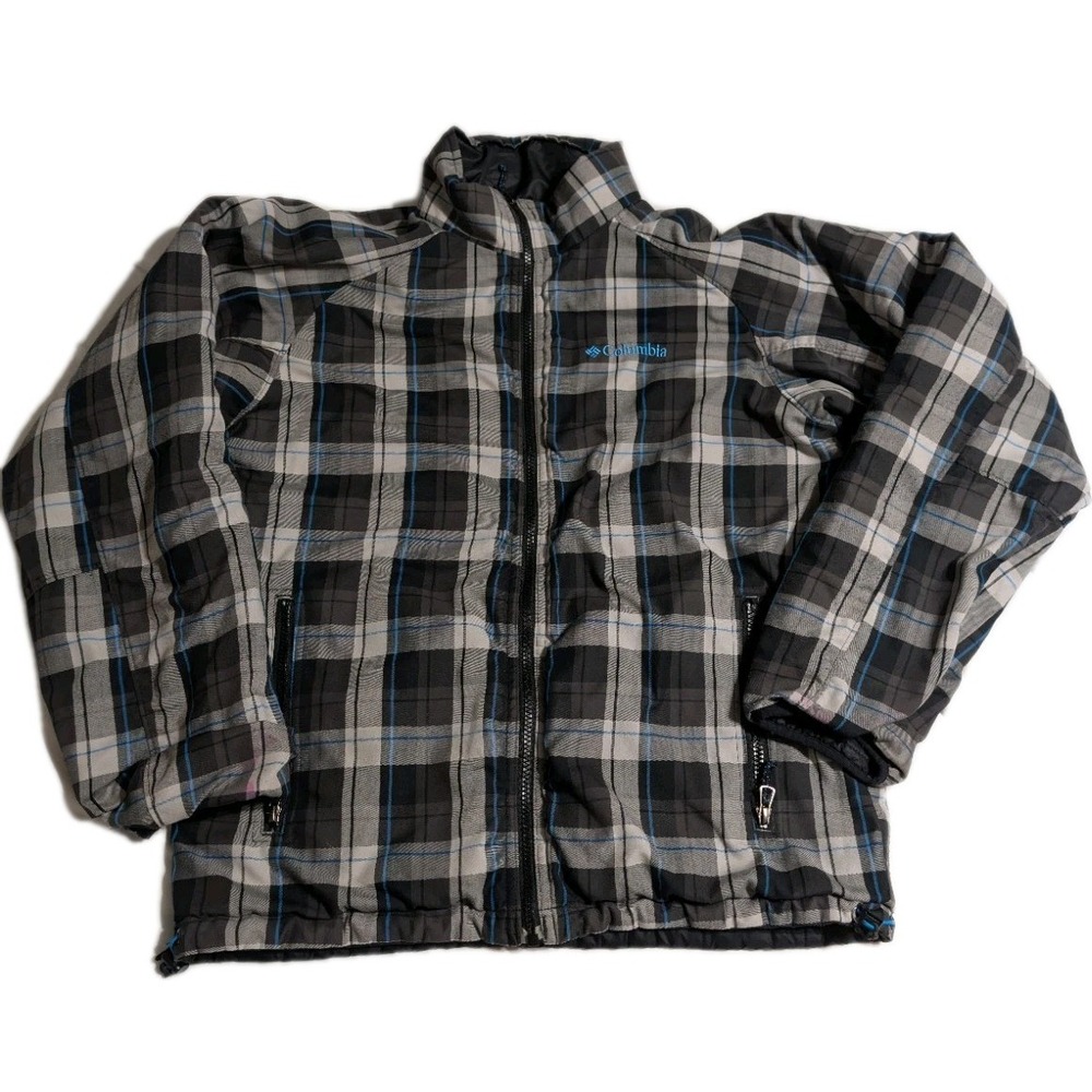 Columbia Men's Reversible Quilted Jacket Medium Black Plaid Insulated‎ - Picture 9 of 9